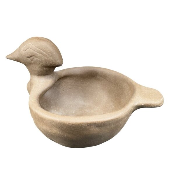 Cahokia Mound Handmade Bird Shaped Effigy Bowl Dish Rattle Primitive Signed VTG - Picture 1 of 15